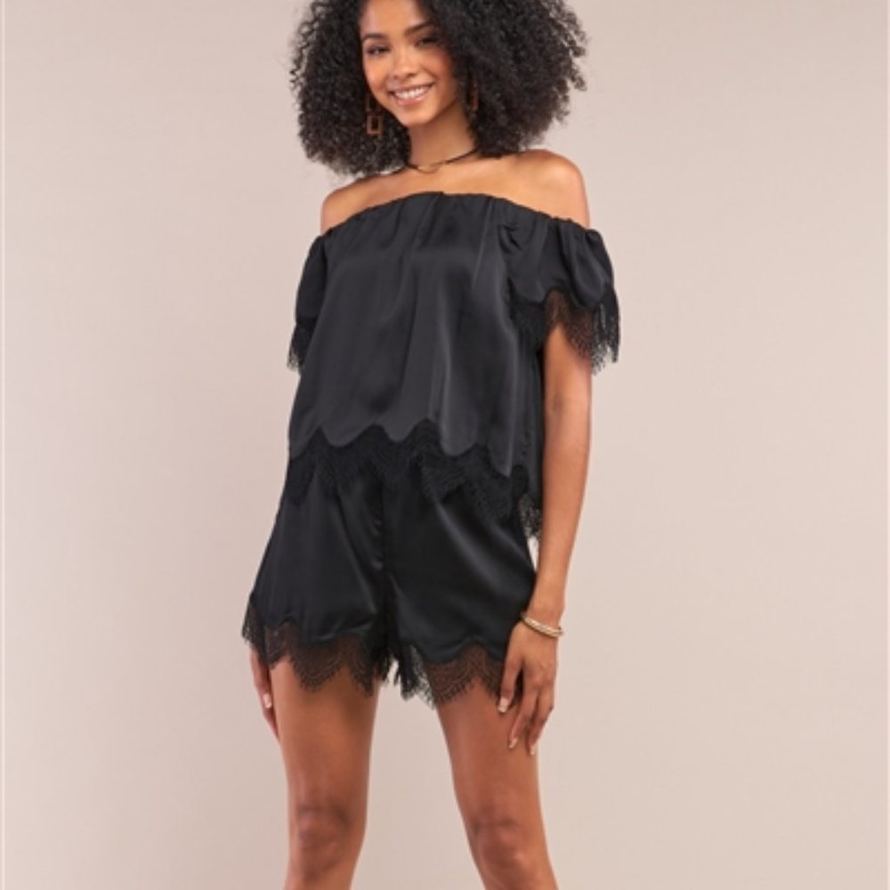 Black Top & High Waist Shorts Set